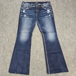 Silver Jeans Suki Bootcut Jeans Womens 33x32 Dark Wash Distressed Stretch